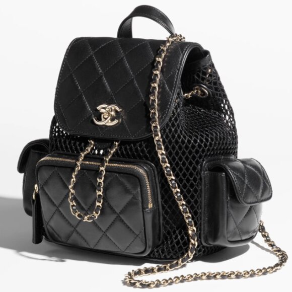 CHANEL BACKPACK MESH SHINY LAMBSKIN GOLD TONE METAL SS25 NIB NWT - Picture 1 of 11